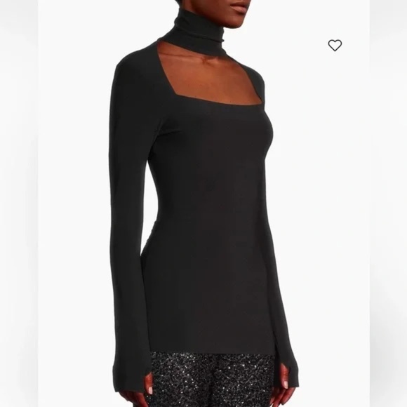 NWT Norma Kamali Cut-Out Long Sleeve Turtleneck Top - Picture 7 of 7
